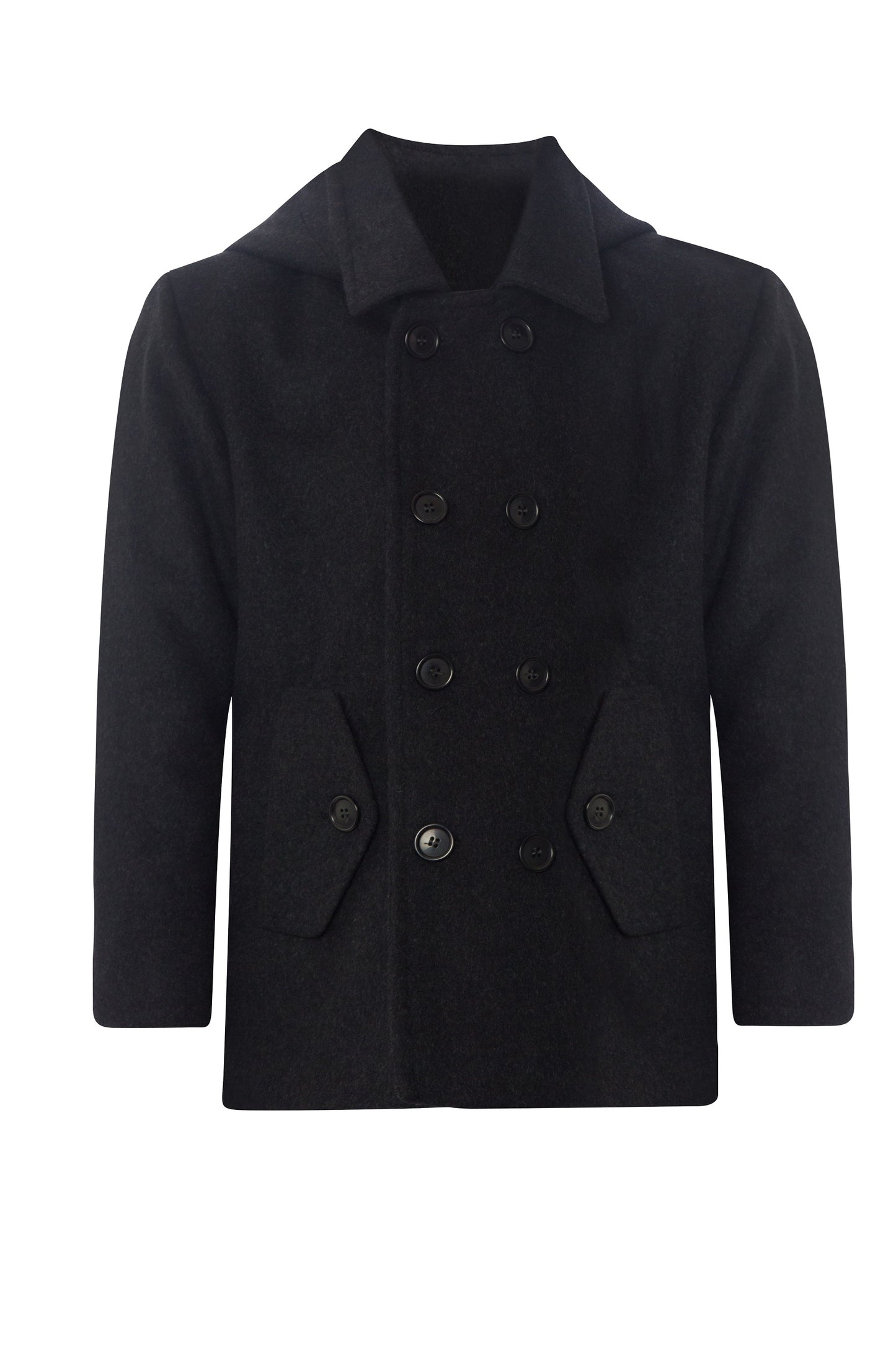 Boys Short Wool Dark Gray Coat