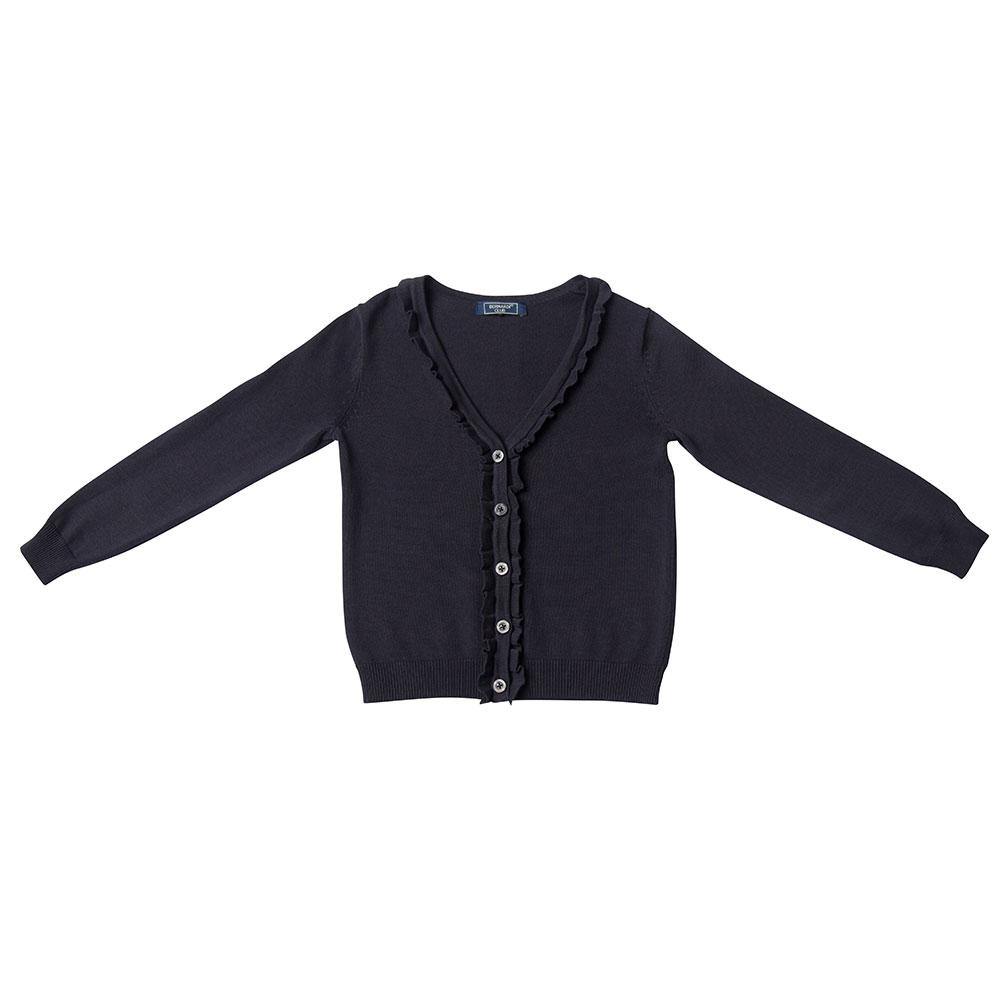 Girl Navy Cardigan with Ruffles - Bernardi Club